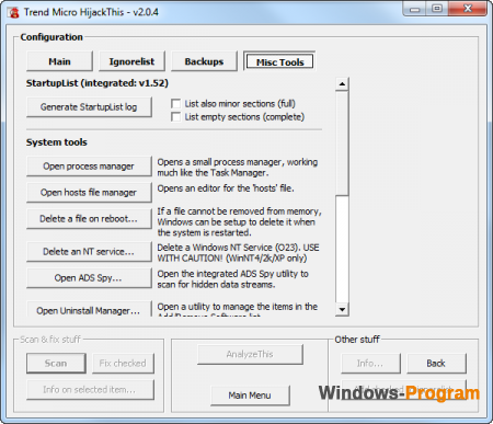 Trend Micro HijackThis 2.0.5