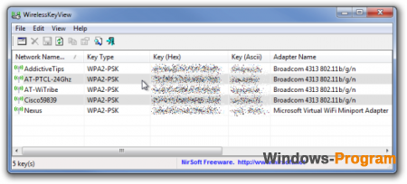 WirelessKeyView 2.05 - восстановить пароль от WiFi