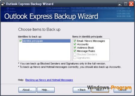 Скачать Outlook Express Backup 6.5.121